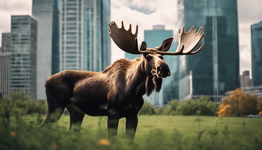 majestic moose in urban setting